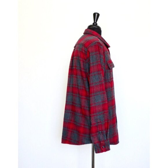 NEW! Orvis Heavy Weight Flannel Shirt Shacket Long Sleeve Red Gray SZ L - Picture 4 of 6